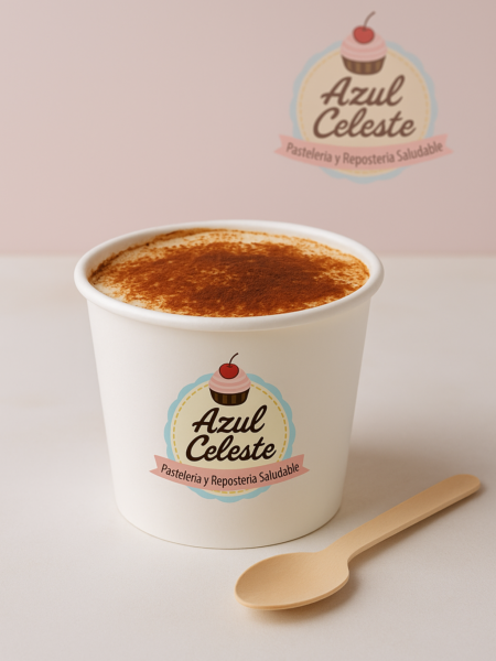 Postre de mocaccino, cafe y chocolate sin azucar endulzante natural Azul Celeste Pasteleria y Resposteria Saludable sin gluten